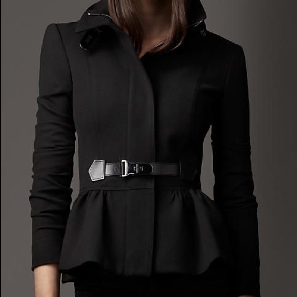burberry peplum leather jacket